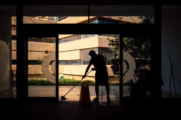 Deep Cleaning mopping building foyer